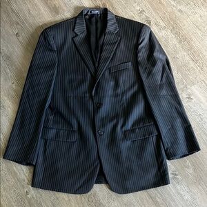 Tommy Hilfiger black and blue Pinstripe 100% Wool Blazer Two Button Lined 42L